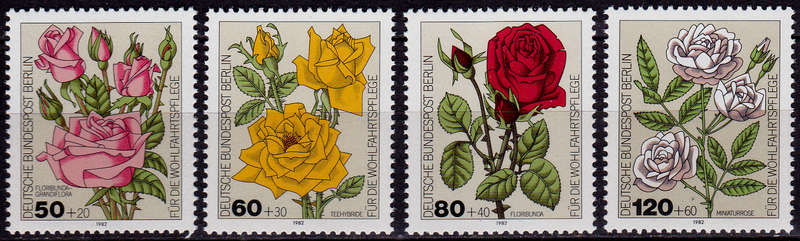 GERMANY BERLIN 1982, 14 Oct. CHARITY STAMPS ROSES, set, MNH, CV +/-R 100.00 view scans
