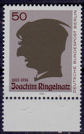 GERMANY BERLIN 1983, 14 July. 100th ANNIV BIRTH J RINGELNATZ, single, MNH, CV +/-R 20.00 view scans