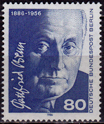 GERMANY BERLIN 1986, 5 May. 100th ANNIV BIRTH G BENN, single, MNH, CV +/-R 40.00 view scans