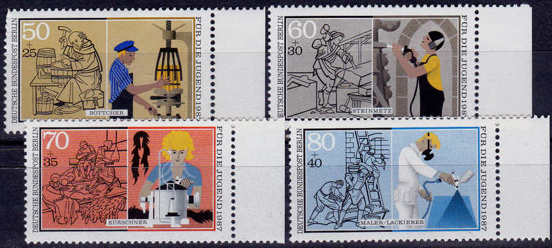 GERMANY BERLIN 1987, 9 April. YOUTH WELFARE TRADES, set, MNH, CV +/-R 105.00 view scans