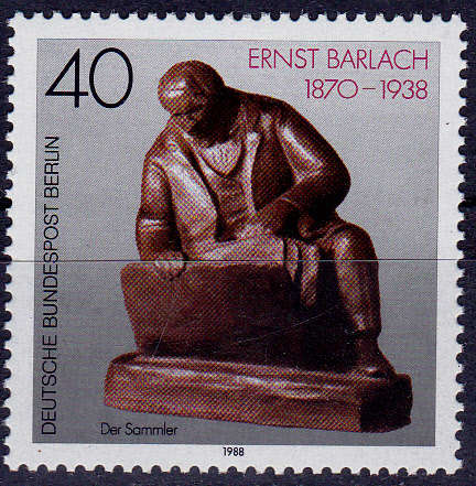 GERMANY BERLIN 1988, 13 Oct. 50th ANNIV DEATH E BARLACH, single, MNH, CV +/-R 10.00 view scans