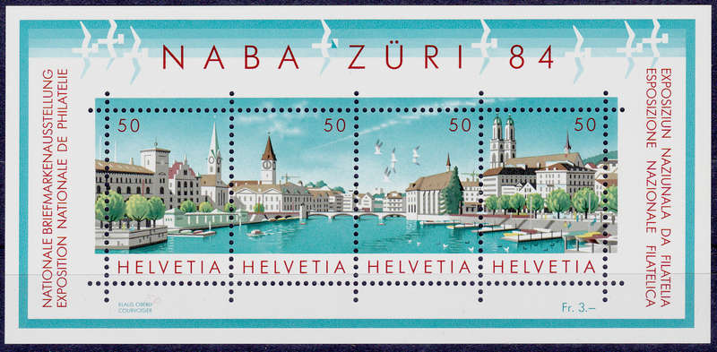SWITZERLAND 1984, 24 May. NABA ZURI 84 ZURICH, minisheet, MNH, CV +/-R 70.00 view scans