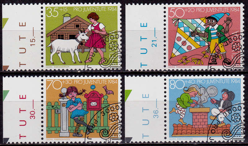 SWITZERLAND 1984, 26 Nov. PRO JUVENTUTE, set, CTO, CV +/-R ?? view scans