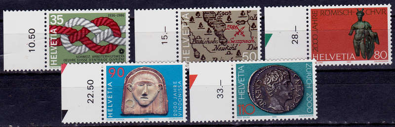 SWITZERLAND 1986, 11 Feb. ANNIVERSARIES, set, MNH, CV +/-R 60.00 view scans
