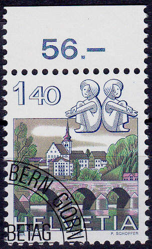 SWITZERLAND 1986, 11 Feb. DEFINITIVE ISSUE, single, CTO, CV +/-R ?? view scans
