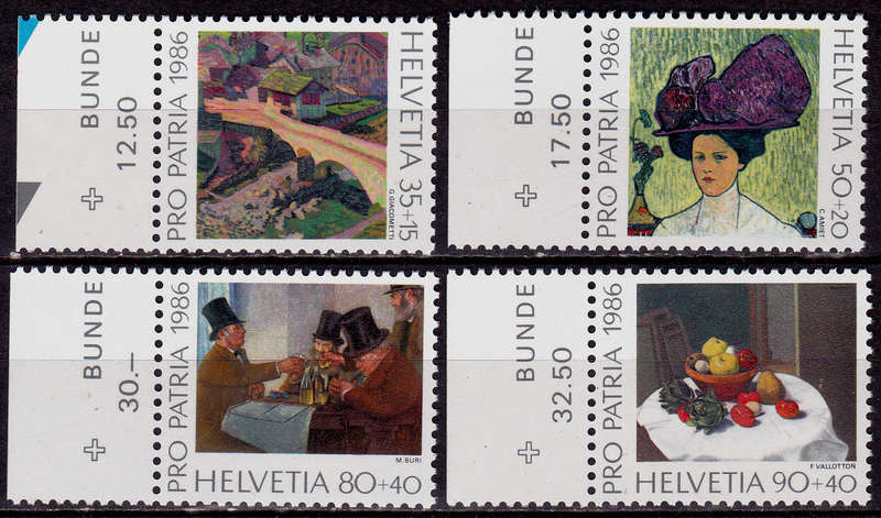 SWITZERLAND 1986, 27 May. PRO PATRIA PAINTINGS, set, MNH, CV +/-R 75.00 view scans
