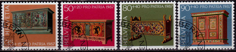 SWITZERLAND 1987, 26 May. PRO PATRIA ANTIQUE FURNITURE, set, CTO, CV +/-R ?? view scans