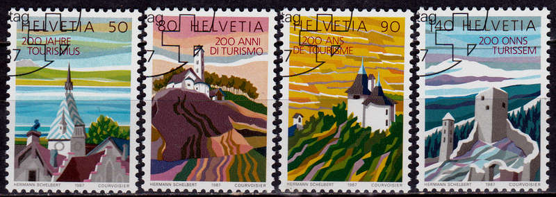 SWITZERLAND 1987, 4 Sept. 200th ANNIV OF TOURISM, set, CTO, CV +/-R ?? view scans