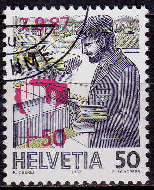 SWITZERLAND 1987, 7 Sept. DEFINITIVE ISSUE, single, CTO, CV +/-R ?? view scans
