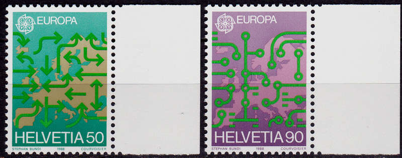 SWITZERLAND 1988, 24 May. EUROPA STAMPS, set, MNH, CV +/-R 40.00 view scans