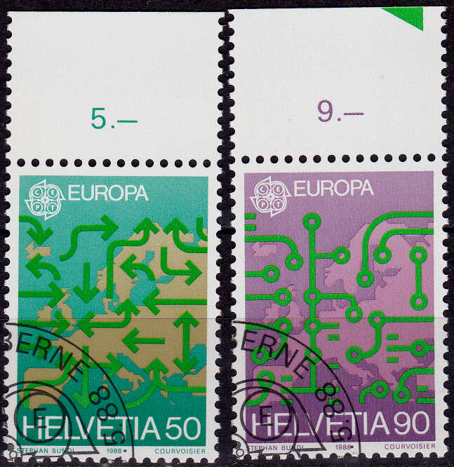 SWITZERLAND 1988, 24 May. EUROPA STAMPS, set, CTO, CV +/-R ?? view scans