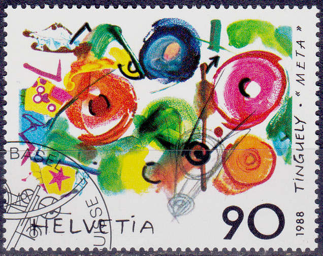 SWITZERLAND 1988, 25 Nov. CONTEMPORARY ART, single, CTO, CV +/-R ?? view scans