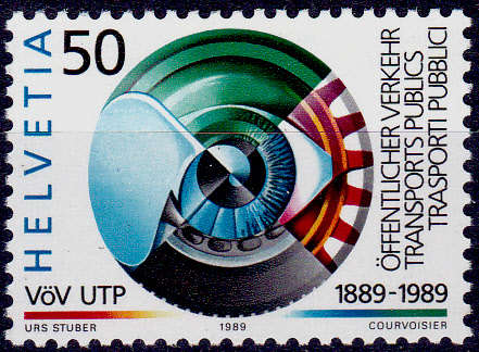 SWITZERLAND 1989, 7 March. 100th ANNIV SWISS PUBLIC TRANSPORT, single, MNH, CV +/-R 10.00 view scans