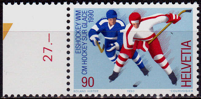 SWITZERLAND 1990, 6 March. ICE HOCKEY WORLD CHAMPIONSHIPS, single, MNH, CV +/-R 20.00 view scans