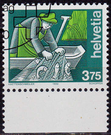 SWITZERLAND 1990, 6 March. DEFINITIVE ISSUE, single, CTO, CV +/-R ?? view scans