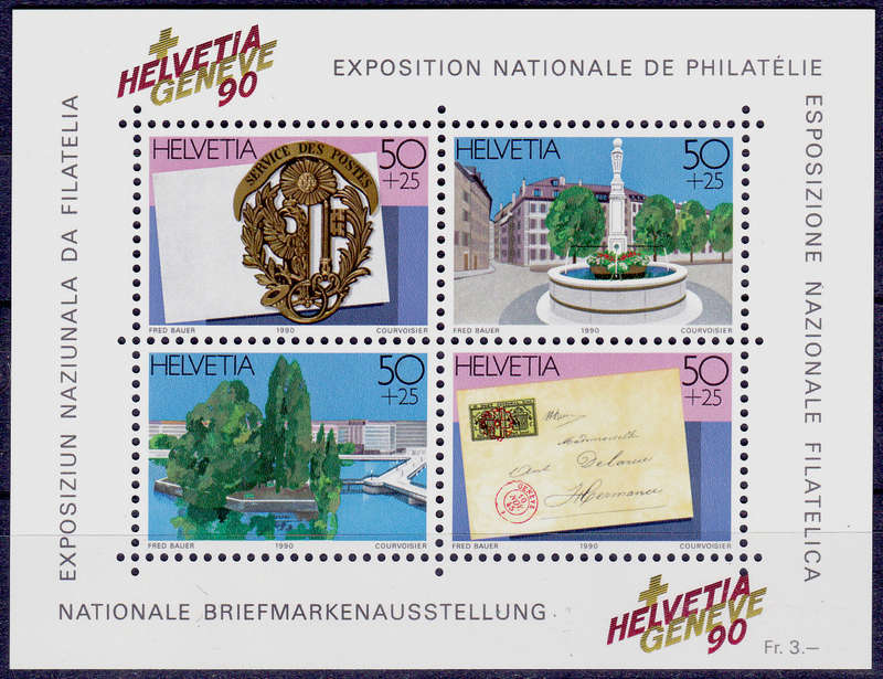 SWITZERLAND 1990, 5 Sept. HELVETIA GENEVE 90, minisheet, MNH, CV +/-R 90.00 view scans