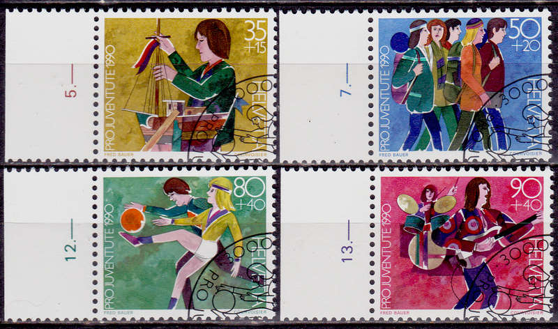SWITZERLAND 1990, 20 Nov. PRO JUVENTUTE CHILD DEV, set, CTO, CV +/-R ?? view scans