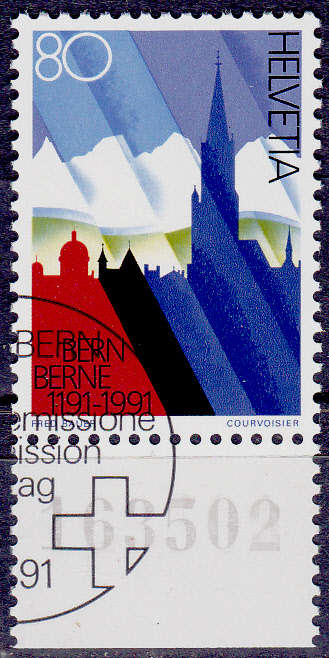SWITZERLAND 1991, 22 Feb. 800th ANNIV OF BERN, single, CTO, CV +/-R ?? view scans
