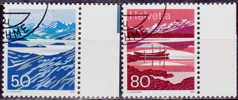 SWITZERLAND 1991, 16 Dec. MOUNTAIN LAKES, set, CTO, CV +/-R ?? view scans