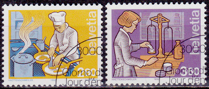 SWITZERLAND 1992, 24 Jan. TRADES, set, CTO, CV +/-R ?? view scans