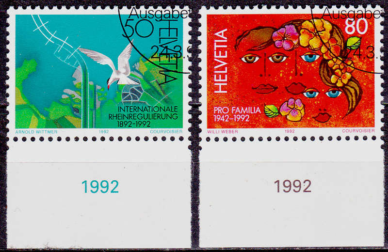 SWITZERLAND 1992, 24 March. ANNIVERSARIES, set, CTO, CV +/-R ?? view scans