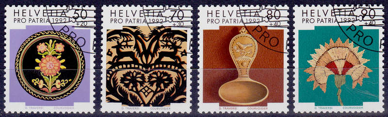 SWITZERLAND 1992, 22 May. PRO PATRIA FOLK ART, set, CTO, CV +/-R ?? view scans