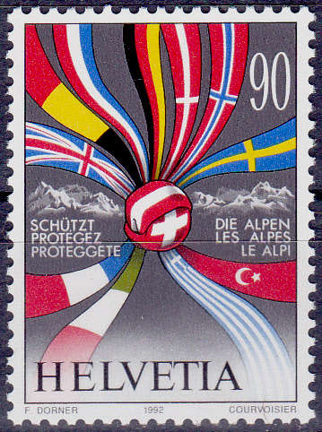 SWITZERLAND 1992, 22 May. PROTECTION OF THE ALPS, single, MNH, CV +/-R 15.00 view scans