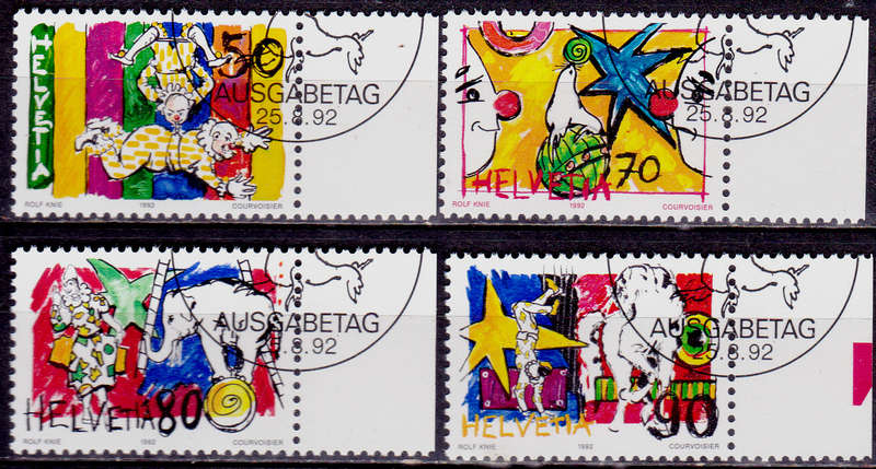 SWITZERLAND 1992, 25 Aug. CIRCUS, set, CTO, CV +/-R ?? view scans