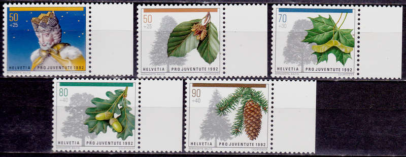 SWITZERLAND 1992, 24 Nov. PRO JUVENTUTE TREES, set, MNH, CV +/-R 90.00 view scans