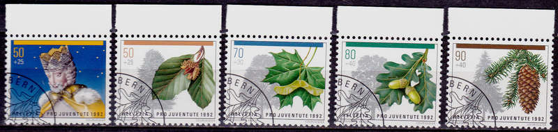 SWITZERLAND 1992, 24 Nov. PRO JUVENTUTE TREES, set, CTO, CV +/-R ?? view scans