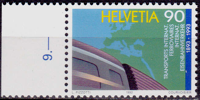 SWITZERLAND 1992, 24 Nov. CENTRAL OFFICE INTL RAILWAY, single, MNH, CV +/-R 20.00 view scans