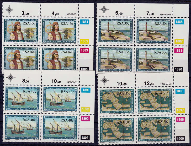 RSA 1988, 3 Feb. 500th ANNIV DISCOVERY of the CAPE, set controls, MNH, CV R 40.00 view scans