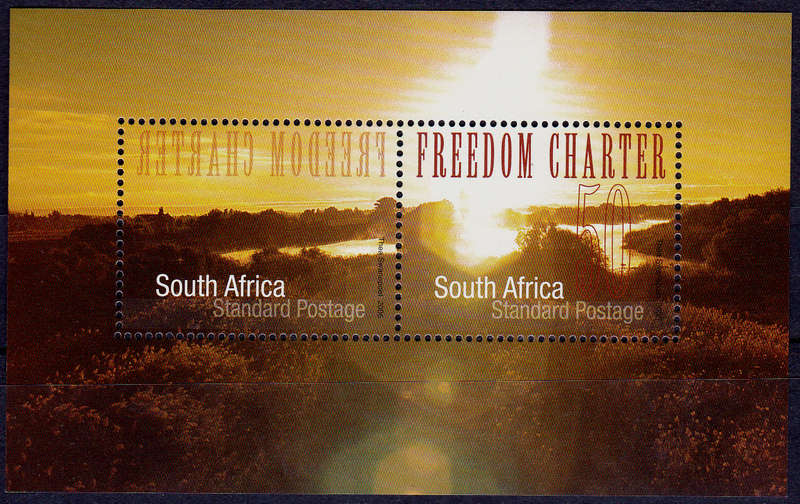 RSA 2005, 24 June. 50th ANNIV OF FREEDOM CHARTER, minisheet, MNH, CV R 50.00 view scans