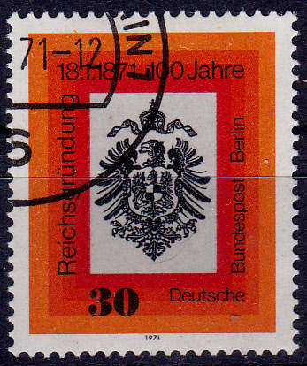 GERMANY BERLIN 1971, 18 Jan. 100th ANNIV FOUNDATION, single, UH, CV +/-R 10.00 view scans