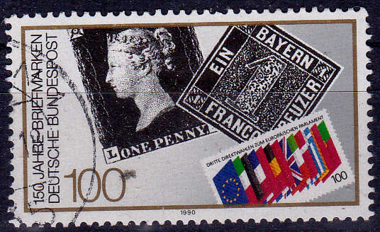 GERMANY 1990, 11 Oct. 150th ANNIV OF 1st STAMP, single, UH, CV+/- R 10.00 view scans