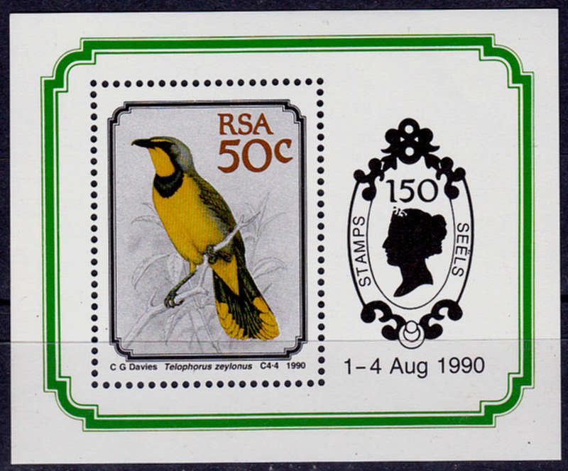 RSA 1990, 2 Aug. SOUTH AFRICAN BIRDS, Foundation minisheet, MNH, CV R 70.00 view scans