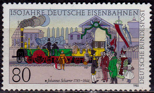 GERMANY 1985, 12 Nov. 150th ANNIV GERMAN RAILROAD, single, MH, CV+/- R 30.00 view scans