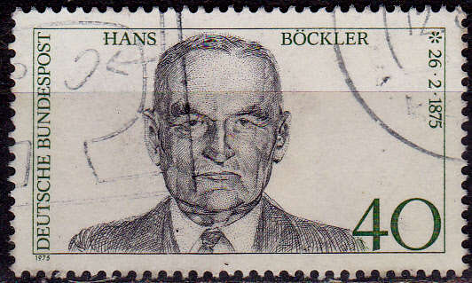 GERMANY 1975, 14 Feb. 100th ANNIV BIRTH HANS BOCKLER, single, UH, CV+/- R 5.00 view scans