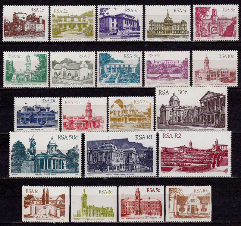 RSA 1982, 15 July. 4th DEFINITIVE ISSUE SA ARCHITECTURE, set, MNH, CV R 36.00 view scans