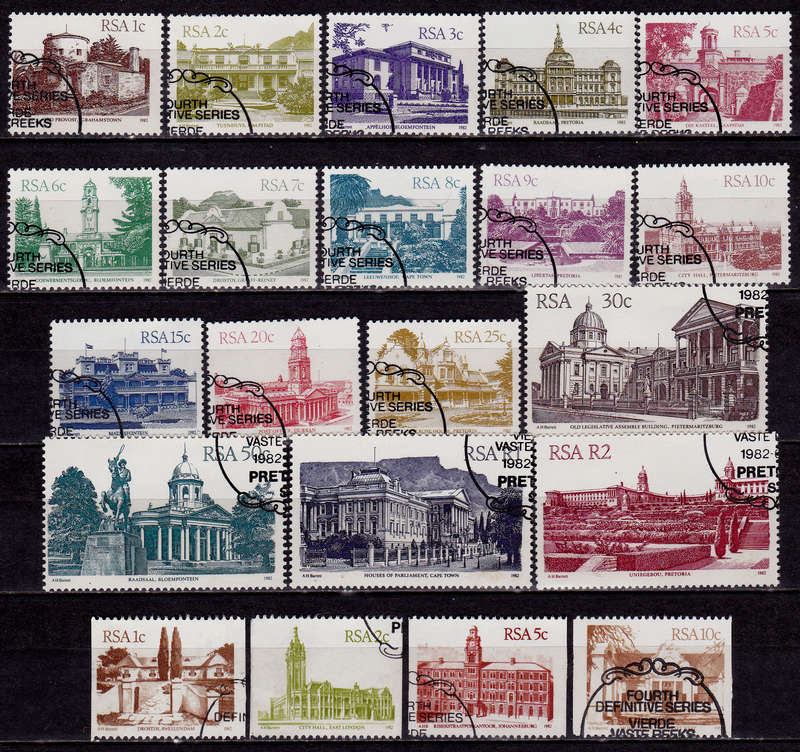 RSA 1982, 15 July. 4th DEFINITIVE ISSUE SA ARCHITECTURE, set, CTO, CV R ?? view scans