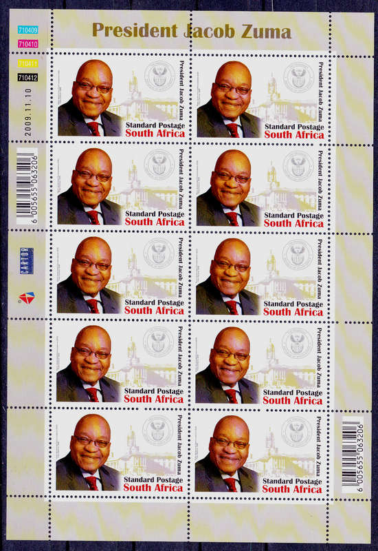 RSA 2009, 10 Nov. PRESIDENT JACOB ZUMA. sheetlet MNH, CV R 200.00 view scans