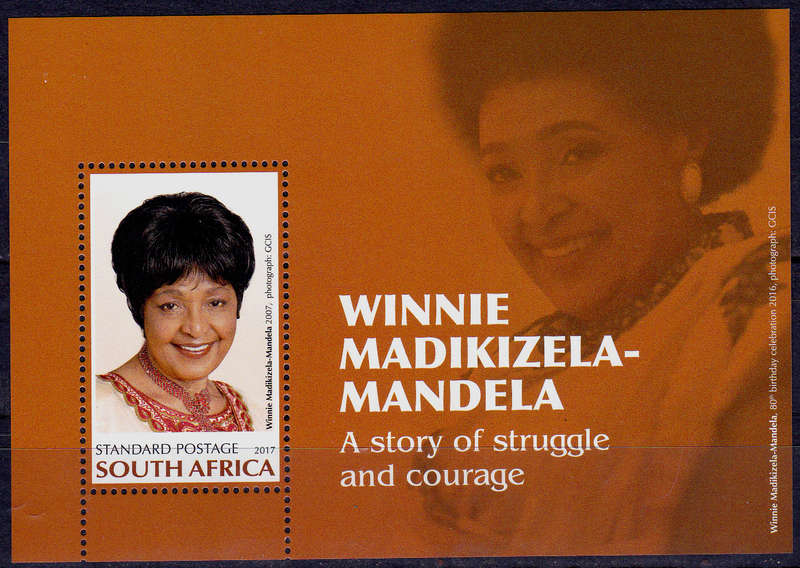 RSA 2017, 26 Sept. WINNIE MADIKIZELA-MANDELA, minisheet, MNH, CV R 50.00 view scans