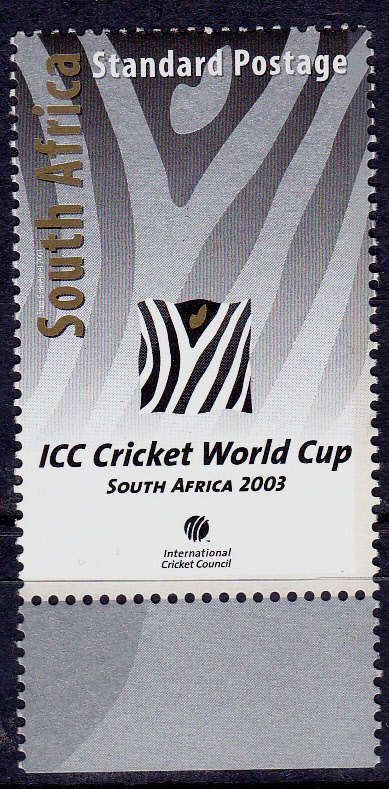 RSA 2001, 1 Nov. CRICKET WORLD CUP SA 2003, single, MH, CV R 30.00, view scans