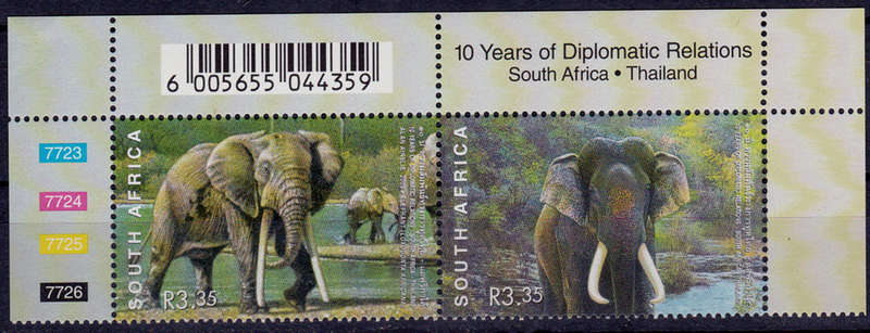 RSA 2003, 9 Dec. 10 YEARS DIPLOMATIC SA THAILAND, setenant strip, MNH, CV R 70.00 view scans