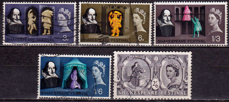 ENGLAND 1964, 23 April. 400th ANNIV BIRTH W SHAKESPEARE, set, UH, CV +/-R 80.00 view scans