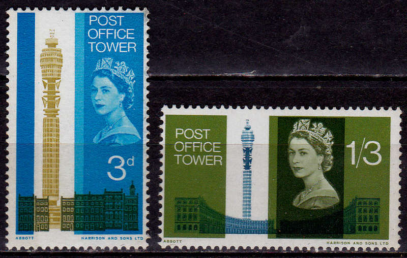 ENGLAND 1965, 8 Oct. Opening PO Tower, London, set, MNH, CV +/-R 10.00 view scans