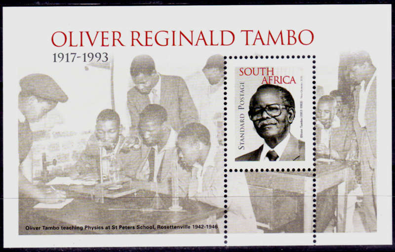 RSA 2015, 27 Oct. OLIVER TAMBO, minisheet, MNH, CV R 35.00 view scans