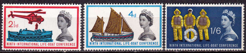 ENGLAND 1963, 31 May. 9th ANNIV LIFEBOAT UNDER SAIL, set, MH, CV +/-R 65.00 view scans