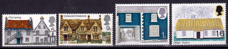 ENGLAND 1970, 11 Feb. BRITISH RURAL ARCHITECTURE, set, MNH, CV +/-R 25.00 view scans