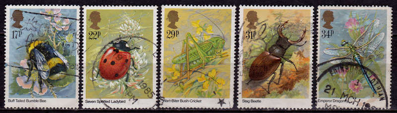 ENGLAND 1985, 12 March. INSECTS, set, UH, CV +/-R 65.00 view scans